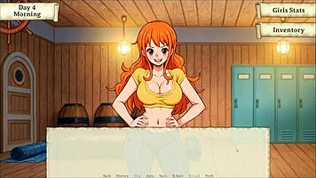 what's nami hiding under her outfit in lusty buccaneers hentai game ep 2?