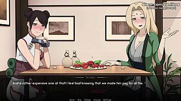 Tsunade and Tenten from Naruto give wild handjobs and foot jobs at a public restaurant. It’s pure hentai chaos in part 8!