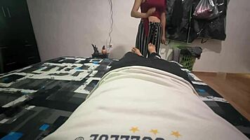 Petite Amateur Sucks Big Cock for Rent Payment