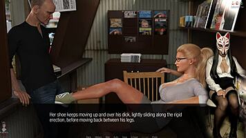 Wow, long legs on old dude's crotch in anime skirt! 😍