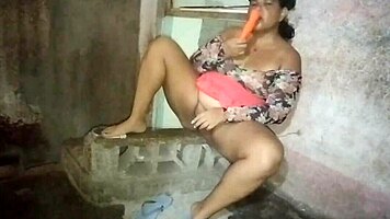 the brazilian boss supervises work, masturbates her big ass pussy bent over in pov