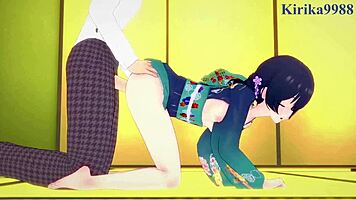 Rinze Morino and Hana Suzuki in wild hentai idol sex