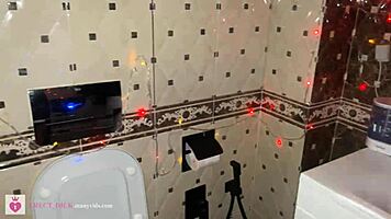 Merry Christmas with 18-year-old teen in lingerie for POV pissing compilation. Her holiday toilet antics are wild.