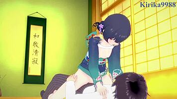 Rinze Morino and Hana Suzuki in wild hentai idol sex