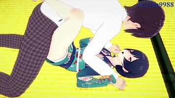 Rinze Morino and Hana Suzuki in wild hentai idol sex