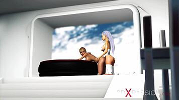 Earth Orbit Sci-Fi Android Plays with Hot Young Blonde
