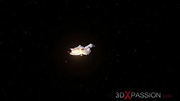 Earth Orbit Sci-Fi Android Plays with Hot Young Blonde