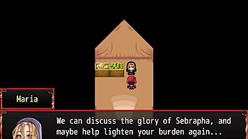 In Harem in Another World hentai game episode 10, the nun experiences her first blowjob and receives a facial cumshot.