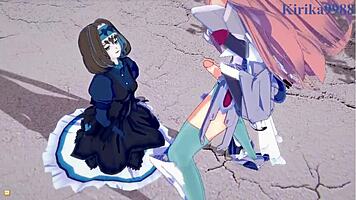 garie and maria in symphogear hentai cartoon