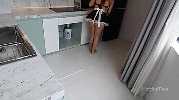 Did you notice no panties on that hot maid? She seduced me in the kitchen!