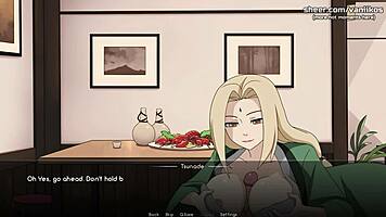 How does Tentens young 18+ pussy handle a creampie in Naruto hentai game?