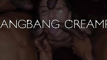 Petite Asian Gets Pussy Filled in Gangbang