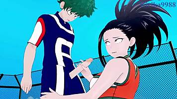 Himiko Toga, Momo Yaoyorozu, Izuku Midoriya in Wild My Hero Academia Hentai