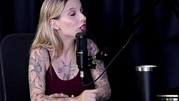 beautiful blonde naty varga turns hot sex videos after modeling with sheer red lingerie