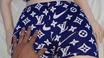 My stepsister rests in her pajamas while I take advantage of her bent over