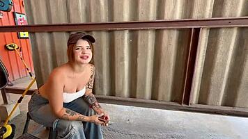 Teen Car Washer Takes Big Cock Deep in Throat While Fucked in Forest