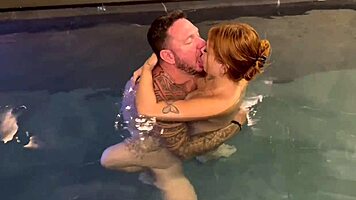 My stepfather couldn’t hold back and devoured me right in the pool with intense licks