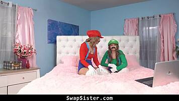 stepbrothers whip out cocks and start swapping sister in taboo orgy