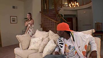 sexy babe aurora snow handles big black cock in wild anal action