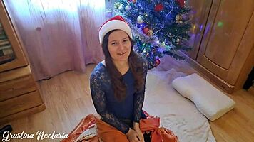 girl gets fucked by russian santa under christmas tree
