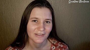 Russian gf sucks monster cock in pov with tanned skinny body and long hair