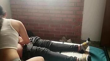 this horny young babe ripped her clothes and masturbated me with her wet dripping pussy in pov