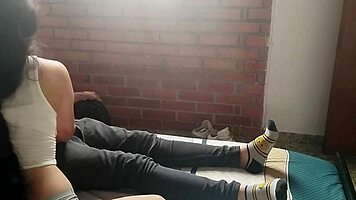 this horny young babe ripped her clothes and masturbated me with her wet dripping pussy in pov