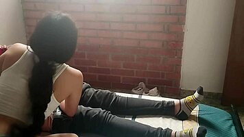 this horny young babe ripped her clothes and masturbated me with her wet dripping pussy in pov