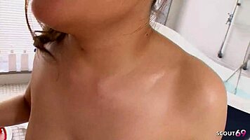 soapy blowjob at parlour with curvy teen.