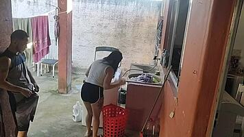 Petite Latina Maid Couldn't Resist My Hard Cock After Wife Left. Rough Bareback Action!