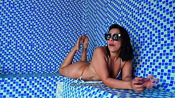 Hey, big ass Colombian milf, ready to fuck this young guy in public sauna?