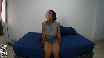 jovencita tetona shines in her first porno casting with natural tits. cum on tits seals the deal!