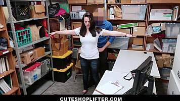 hot pawg teen shoplifter raven reign fucks mall cop to avoid real cops