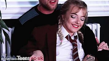 blonde british 18 year old teased by fucking machine