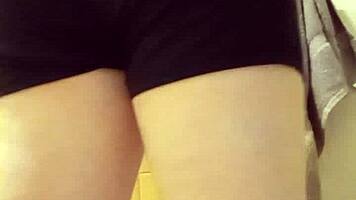 Homemade compilation of petite girls with big asses in the toilet.