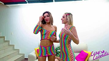 Two naughty Brazilian girls filling mouths with cum and cock, loving deep in asses