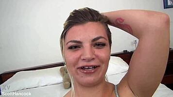 Alex Little 19yo blonde gives wild pov blowjob mess