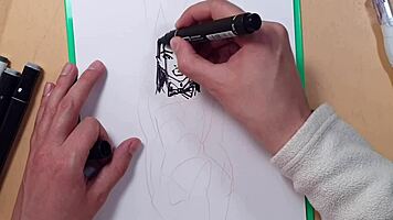 I drew this hot girl in latex with markers, but I messed up the sketch a bit.