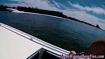 Teens enjoy wild party on yacht in stunning outdoor reality.