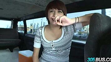 short redhead teen fuck on bus with threesome