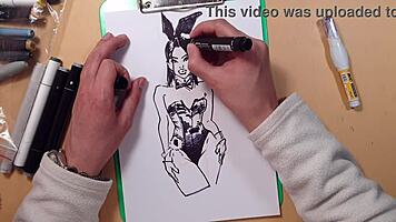 I drew this hot girl in latex with markers, but I messed up the sketch a bit.