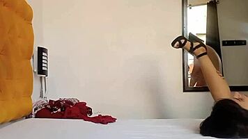 I grab my stepfather while he watches me try on clothes and end up with his cock in my wet pussy