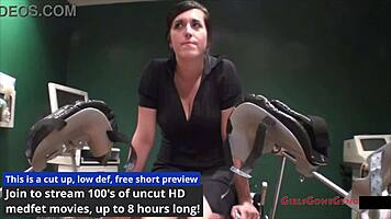 tina lee comet squirms during awkward gyno exam with doctor tampa. nurse angel rose assists at girlsgonegyno!