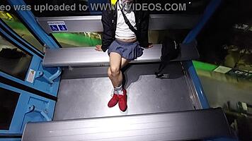 tranny flashes cock in cablebus exhibit with perfect mexican body