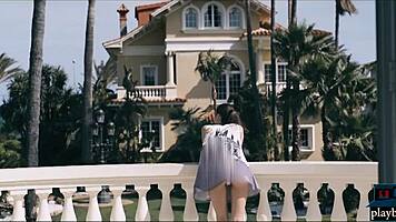 Petite russian teen next door boldly sucks and fucks the neighbor's huge cock in hardcore group action