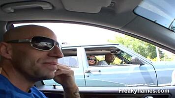 Hot amateur whore gets shaved pussy pumped deep after joyful blowjob pickup.