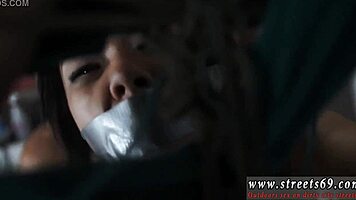 bondage session with intense cum swallowing action