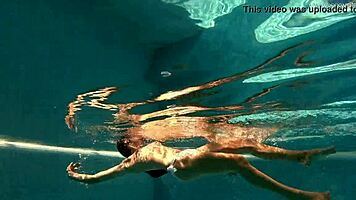 Irina's tight pussy gets wet in pool