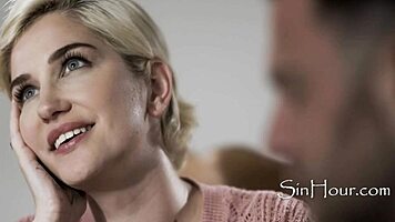 Skye Blue, goddess with big natural tits and small waist, gets her pussy licked by future brother-in-law