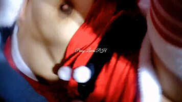 santa claus cums inside curvy stepsister during christmas fuck with vibrator